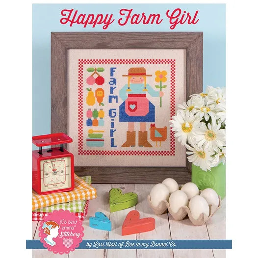 Happy Farm Girl Cross Stitch Pattern by Lori Holt for Bee in my Bonnet