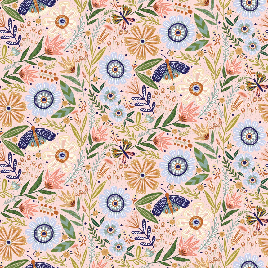 Hide and Seek Pink by Kenzie Elston for Poppie Cotton Fabrics (sold in 25cm increments)