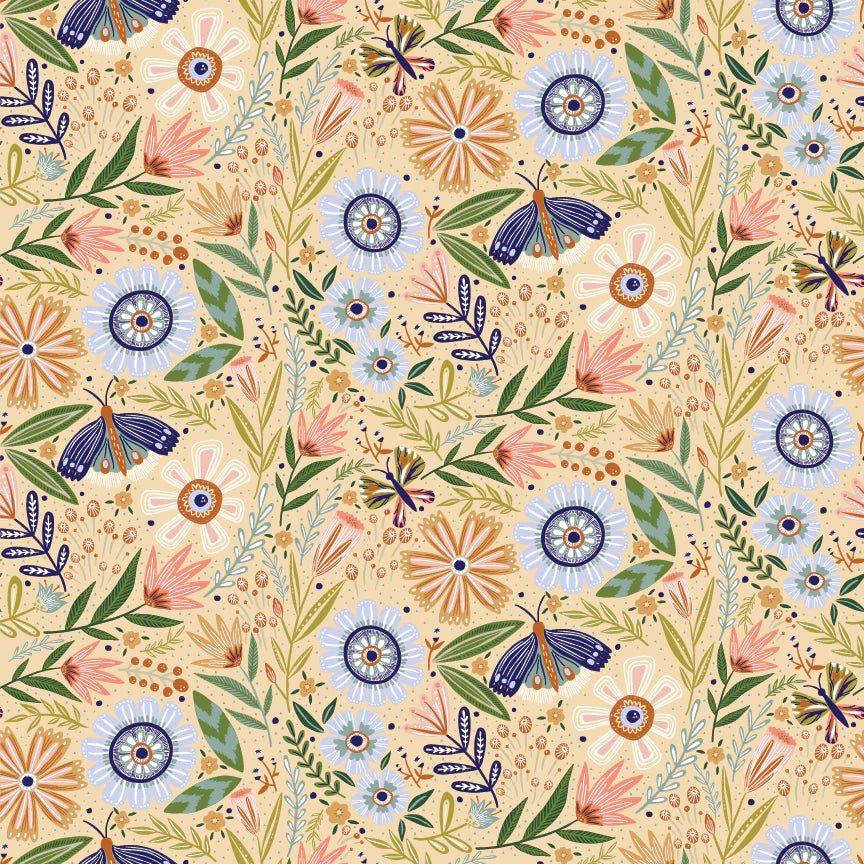 Hide and Seek Yellow by Kenzie Elston for Poppie Cotton Fabrics (sold in 25cm increments) (Copy)