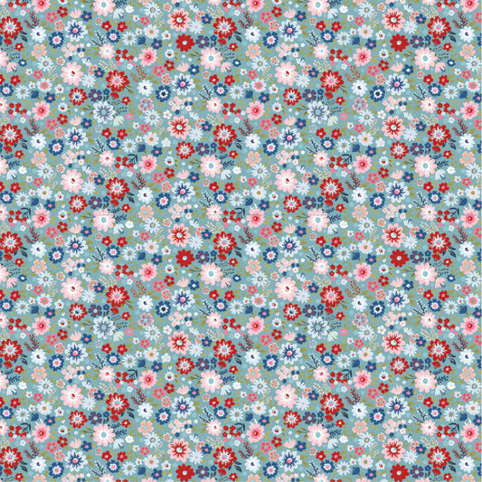 Hip Hip Hooray-Liberty Blue HH25103 by Lori Woods for Poppie Cotton (sold in 25cm increments)