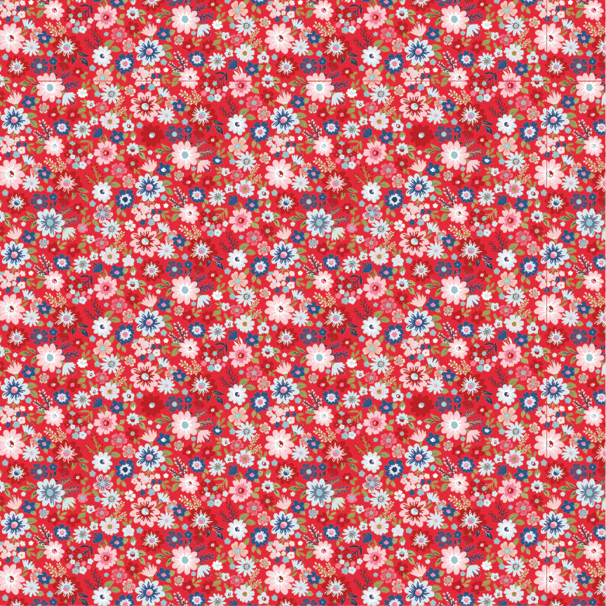Hip Hip Hooray-Liberty Red HH25105 by Lori Woods for Poppie Cotton (sold in 25cm increments)