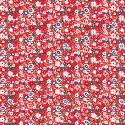 Hip Hip Hooray-Liberty Red HH25105 by Lori Woods for Poppie Cotton (sold in 25cm increments)