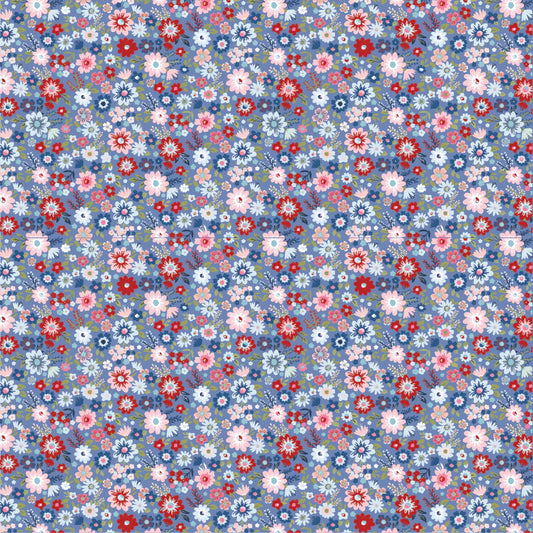 Hip Hip Hooray-Liberty Dark Blue HH25101 by Lori Woods for Poppie Cotton (sold in 25cm increments)