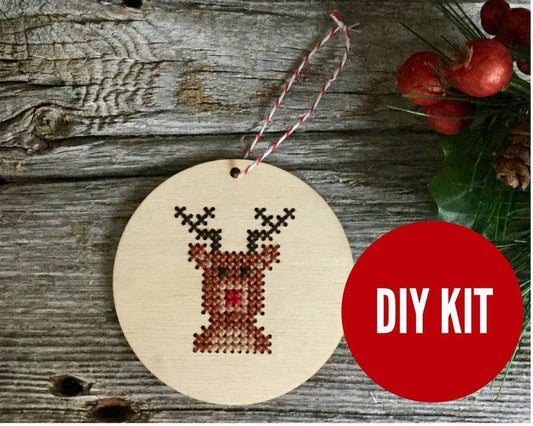 Reindeer Circle Ornament Cross Stitch Kit from Canadian Stitchery