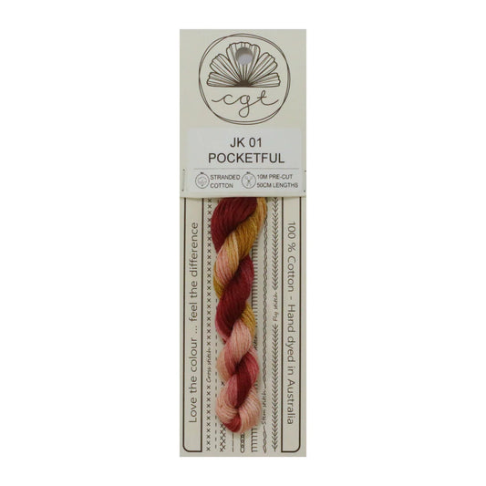 Pocketful JK01 Cottage Garden Thread Pre-Cut 6 Stranded Hand Dyed Embroidery Floss