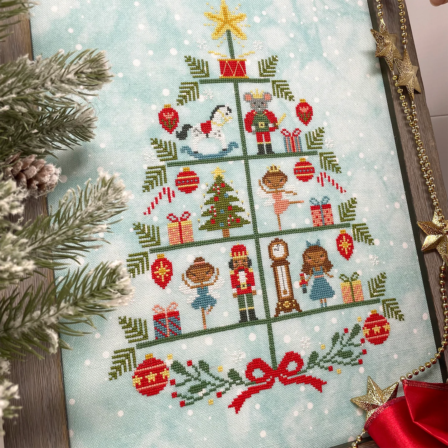 Nut Cracker Tree Cross Stitch Pattern by Tiny Modernist