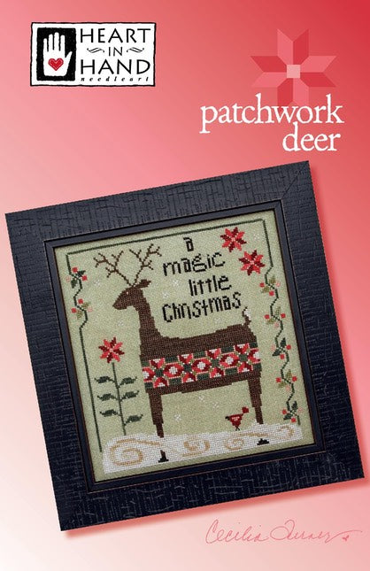 Patchwork Deer Cross Stitch Pattern Heart in Hand