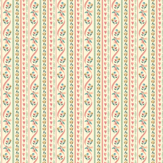 Granny's Sewing Room Pillow Ticking Yellow GS25919 by Sheri McCulley for Poppie Cotton (sold in 25cm increments)