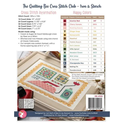 Iron & Starch The Quilting Bee Cross Stitch Pattern Lori Holt of Bee in my Bonnet
