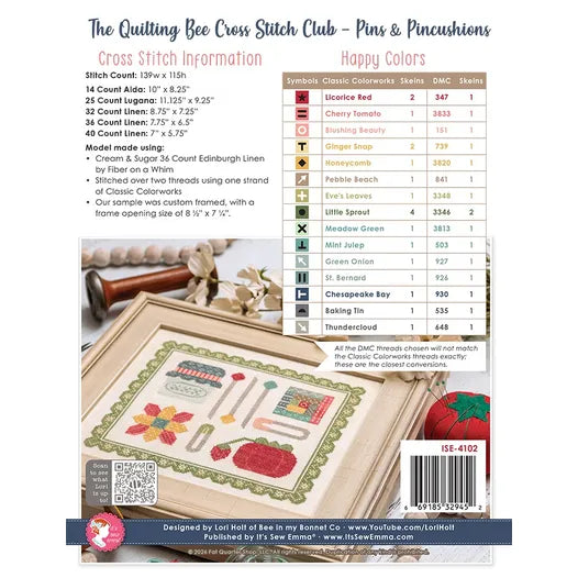 Pins & Pincushions The Quilting Bee Cross Stitch Pattern Lori Holt of Bee in my Bonnet