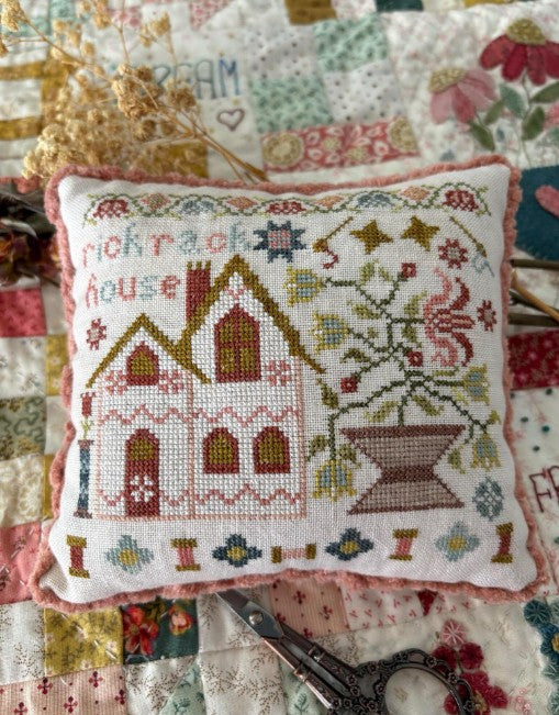 Rick Rack House Cross Stitch Pattern Pansy Patch Quilts and Stitchery