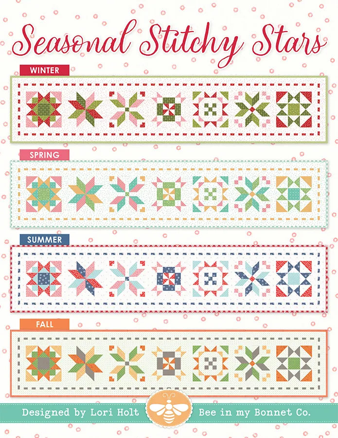 Seasonal Stitchy Stars Table Runner Quilt Pattern by Lori Holt of Bee in my Bonnet