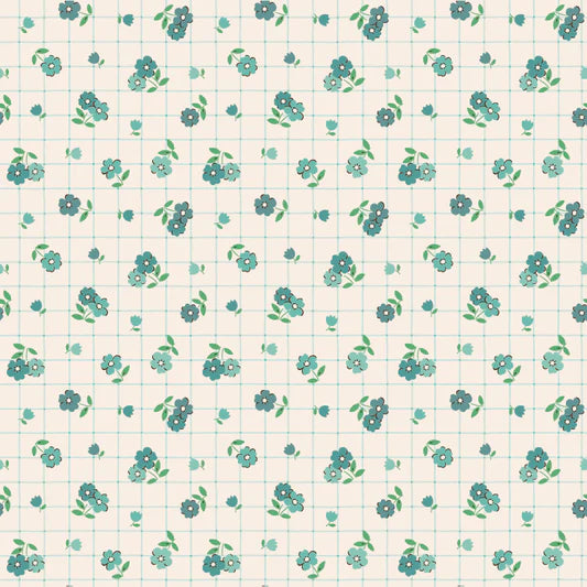 Farmhouse Fancy Tea Towel Teal FH25956 by Elea Lutz for Poppie Cotton (sold in 25cm increments)