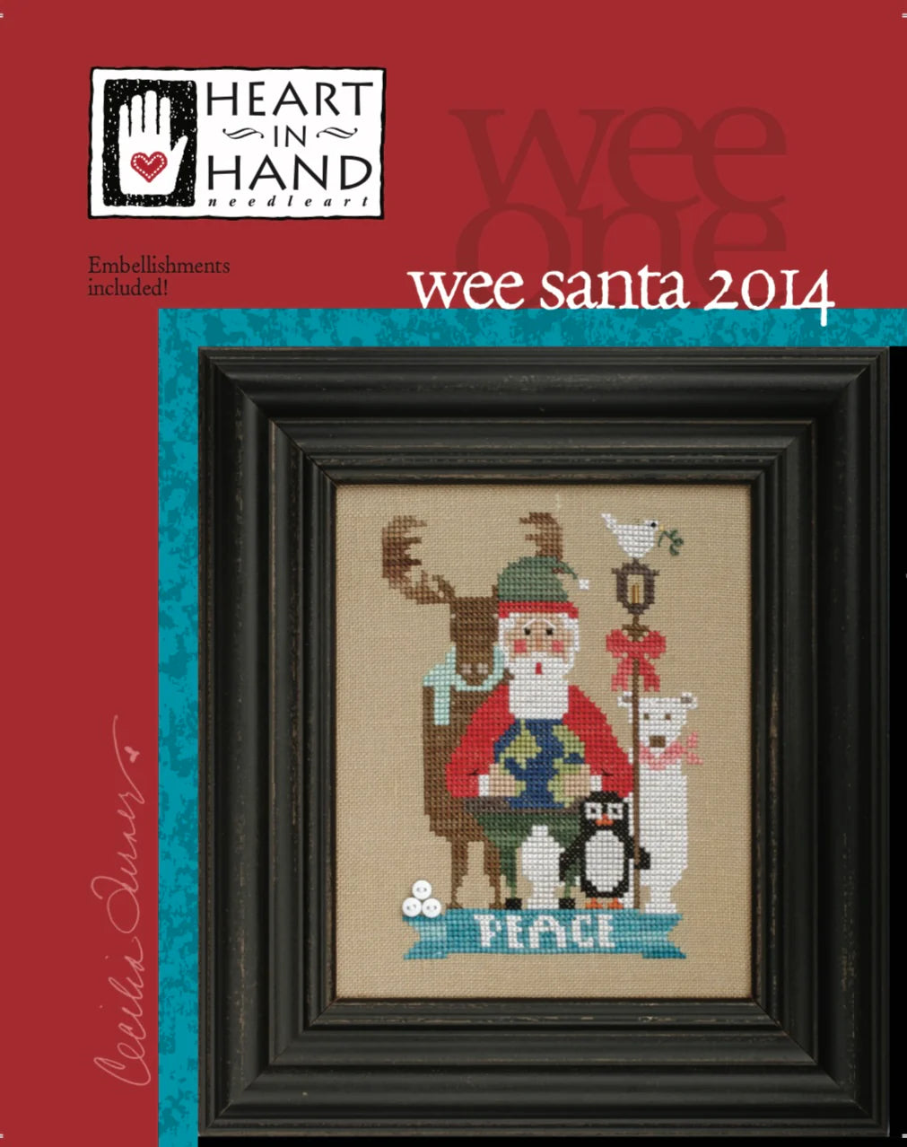 Wee Santa 2014 Cross Stitch Pattern Heart in Hand