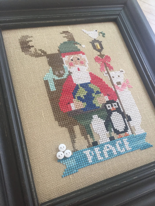 Wee Santa 2014 Cross Stitch Pattern Heart in Hand