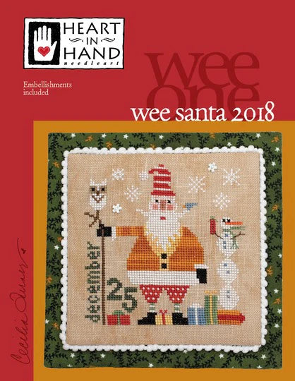 Wee Santa 2018 Cross Stitch Pattern Heart in Hand