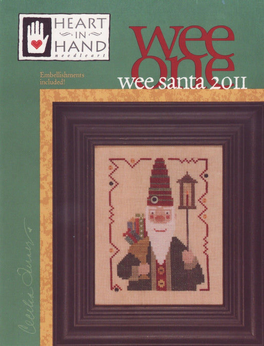 Wee Santa 2011 Cross Stitch Pattern Heart in Hand