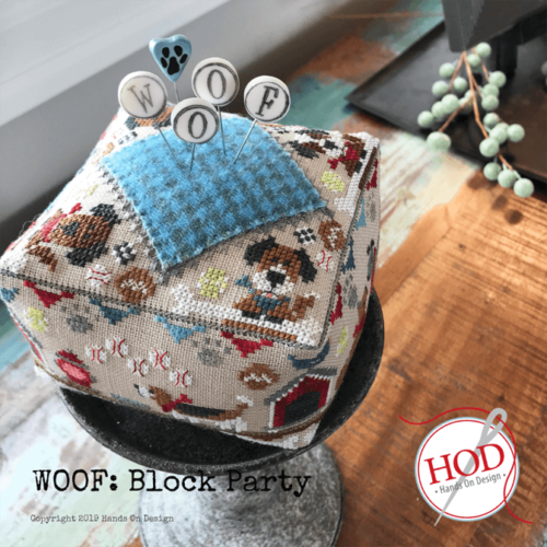 Block Party Woof Cross Stitch Pattern by Hands on Design