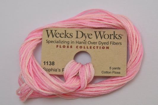 Sophia’s Pink 1138 Weeks Dye Works 6-Strand Hand-Dyed Embroidery Floss