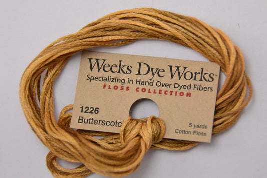 Butterscotch 1226 Weeks Dye Works 6-Strand Hand-Dyed Embroidery Floss