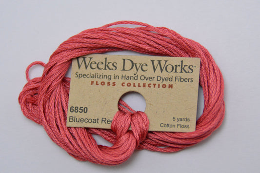 Bluecoat Red 6850 Weeks Dye Works 6-Strand Hand-Dyed Embroidery Floss