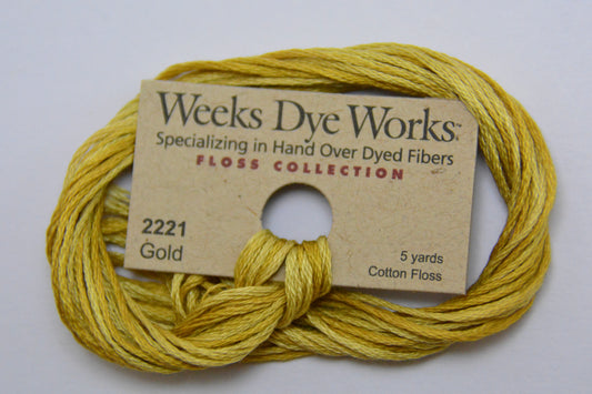 Gold 2221 Weeks Dye Works 6-Strand Hand-Dyed Embroidery Floss