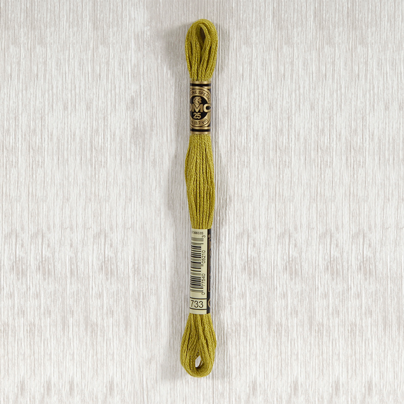 DMC 733 Medium Olive Green 6 Strand Embroidery Floss