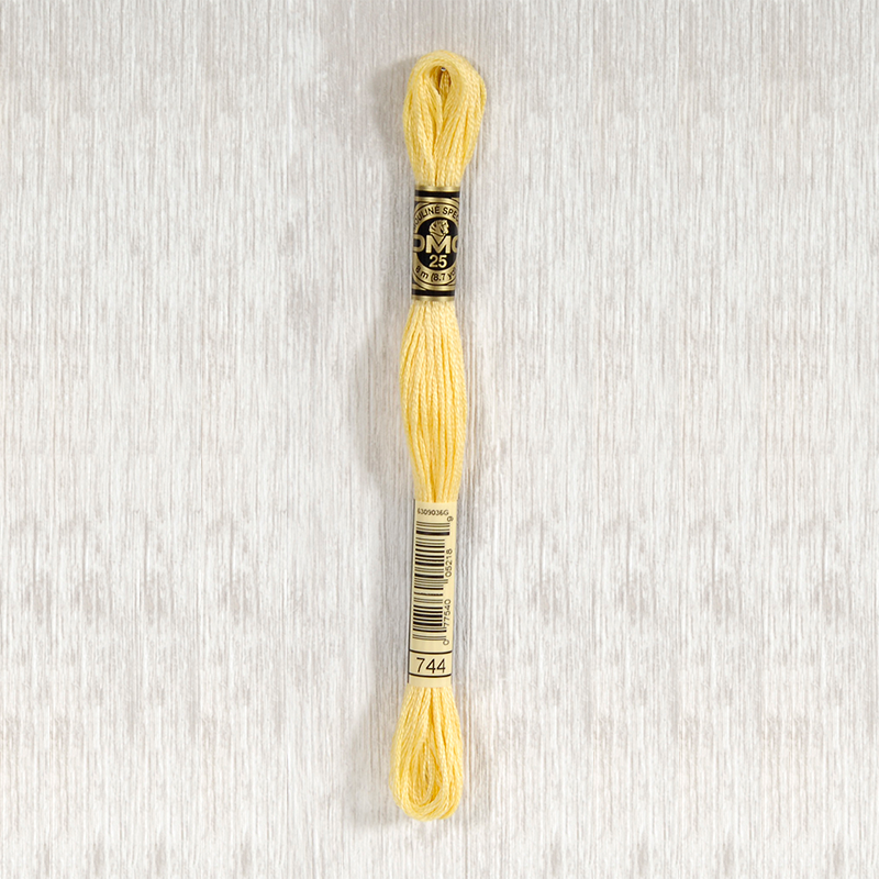 DMC 744 Pale Yellow 6 Strand Embroidery Floss