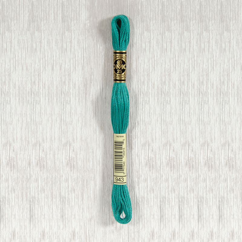 DMC 943 Medium Aquamarine 6 Strand Embroidery Floss