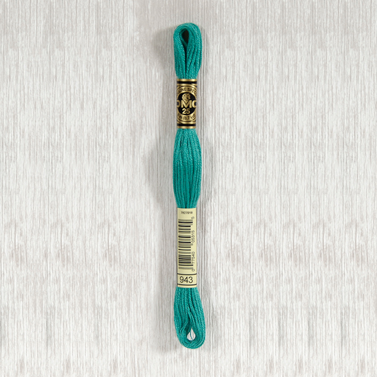 DMC 943 Medium Aquamarine 6 Strand Embroidery Floss