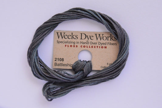 Battleship 2108 Weeks Dye Works 6-Strand Hand-Dyed Embroidery Floss