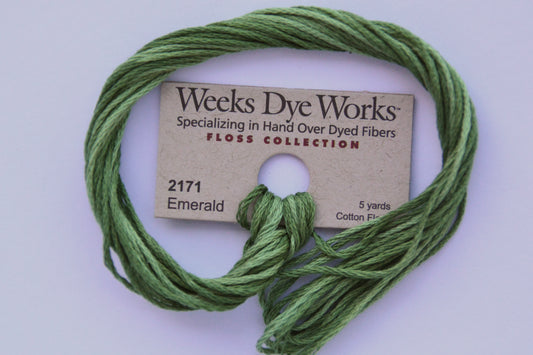 Emerald 2171 Weeks Dye Works 6-Strand Hand-Dyed Embroidery Floss