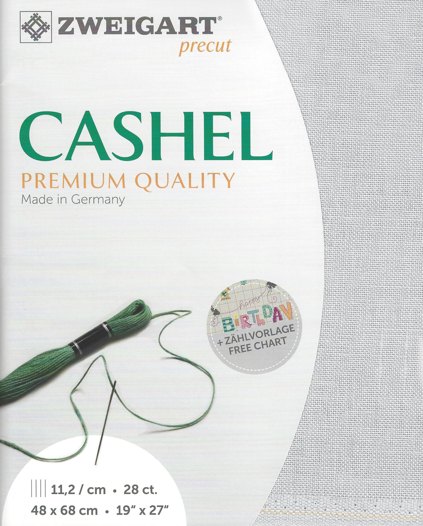 Zweigart Cashel 28Ct Pearl Grey Linen Pre Cut