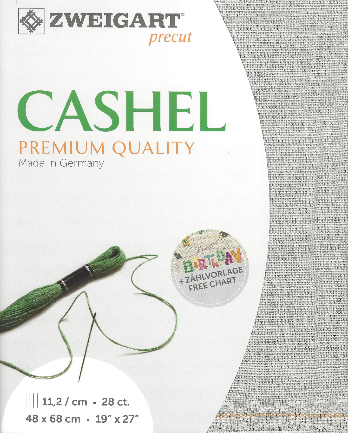 Zweigart Cashel 28Ct Platinum metallic Linen Pre Cut