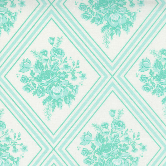 Merry Little Christmas Gather Floral Lattice in Aqua by Bonnie and Camille for Moda (sold in 25cm increments)