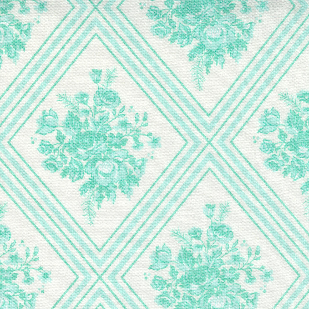 Merry Little Christmas Gather Floral Lattice in Aqua by Bonnie and Camille for Moda (sold in 25cm increments)
