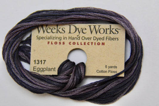 Eggplant 1317 Weeks Dye Works 6-Strand Hand-Dyed Embroidery Floss