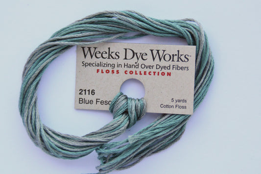 Blue Fescue 2116 Weeks Dye Works 6-Strand Hand-Dyed Embroidery Floss