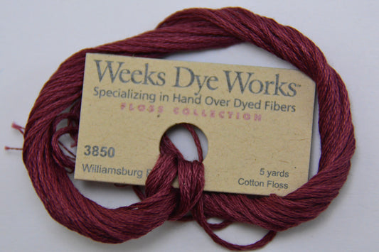 Williamsburg Red 3850 Weeks Dye Works 6-Strand Hand-Dyed Embroidery Floss