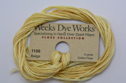 Beige 1106 Weeks Dye Works 6-Strand Hand-Dyed Embroidery Floss