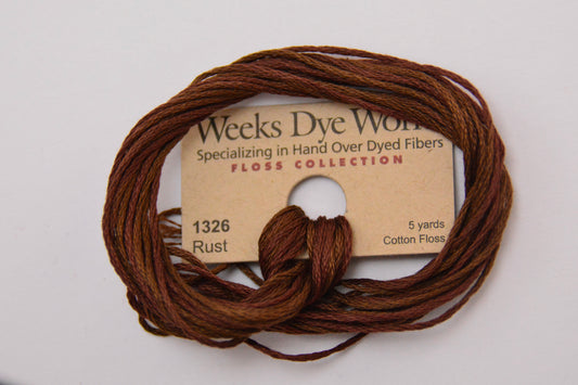 Rust 1326 Weeks Dye Works 6-Strand Hand-Dyed Embroidery Floss