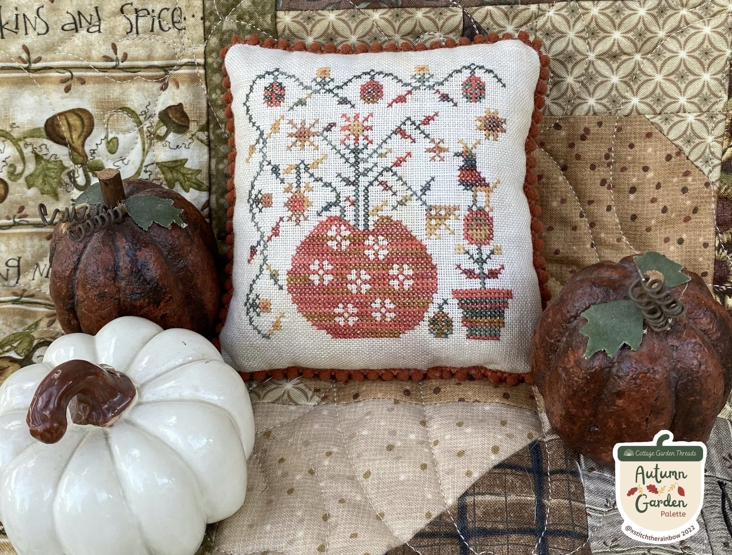 Fall Stitchery Patterns Autumn Crow Cross Stitch Pattern Pansy Patch Quilts and Stitchery – The ...