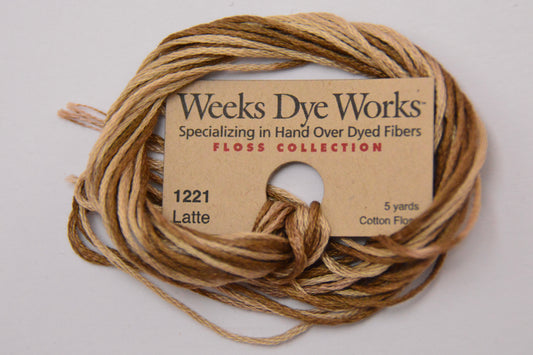 Latte 1221 Weeks Dye Works 6-Strand Hand-Dyed Embroidery Floss