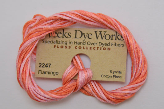 Flamingo 2247 Weeks Dye Works 6-Strand Hand-Dyed Embroidery Floss