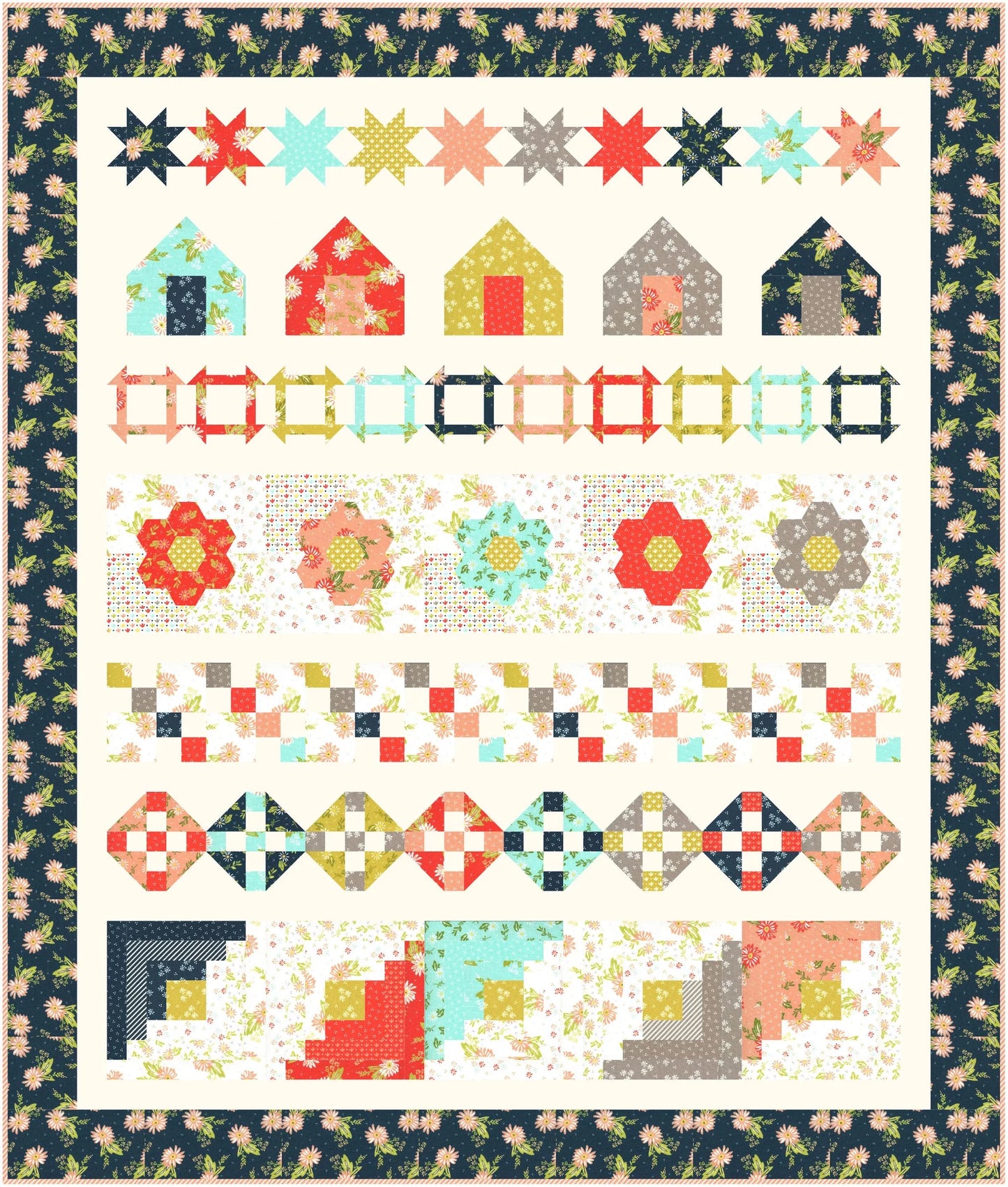 Beach House Row Quilt Pattern by A Quilting Life