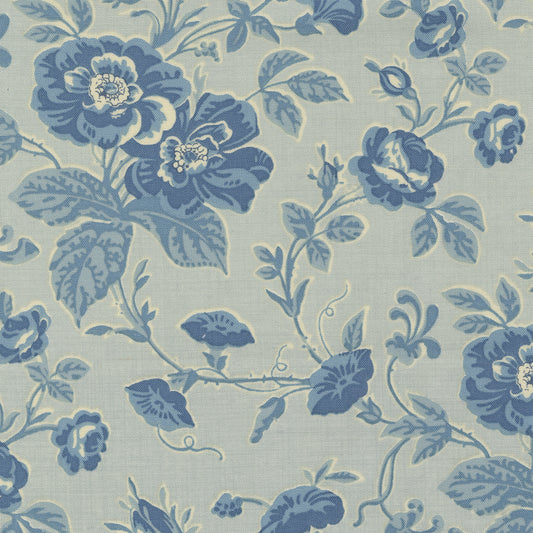 Bleu De France Mancini Florals Ciel Blue M1393114 French General for Moda Fabrics (sold in 25cm increments)