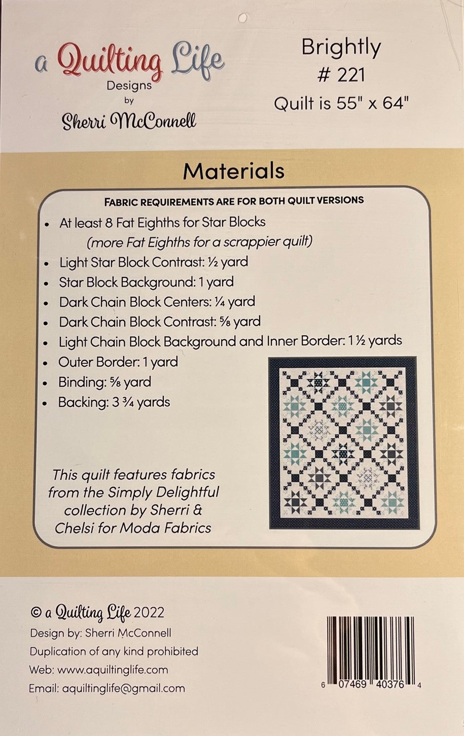 Brightly Quilt Pattern by Quilting Life Designs