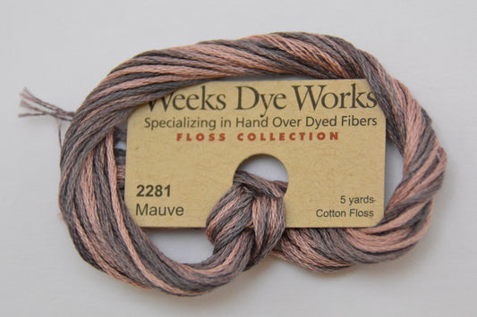 Mauve 2281 Weeks Dye Works 6-Strand Hand-Dyed Embroidery Floss