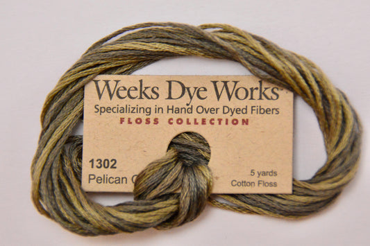 Pelican Gray 1302 Weeks Dye Works 6-Strand Hand-Dyed Embroidery Floss
