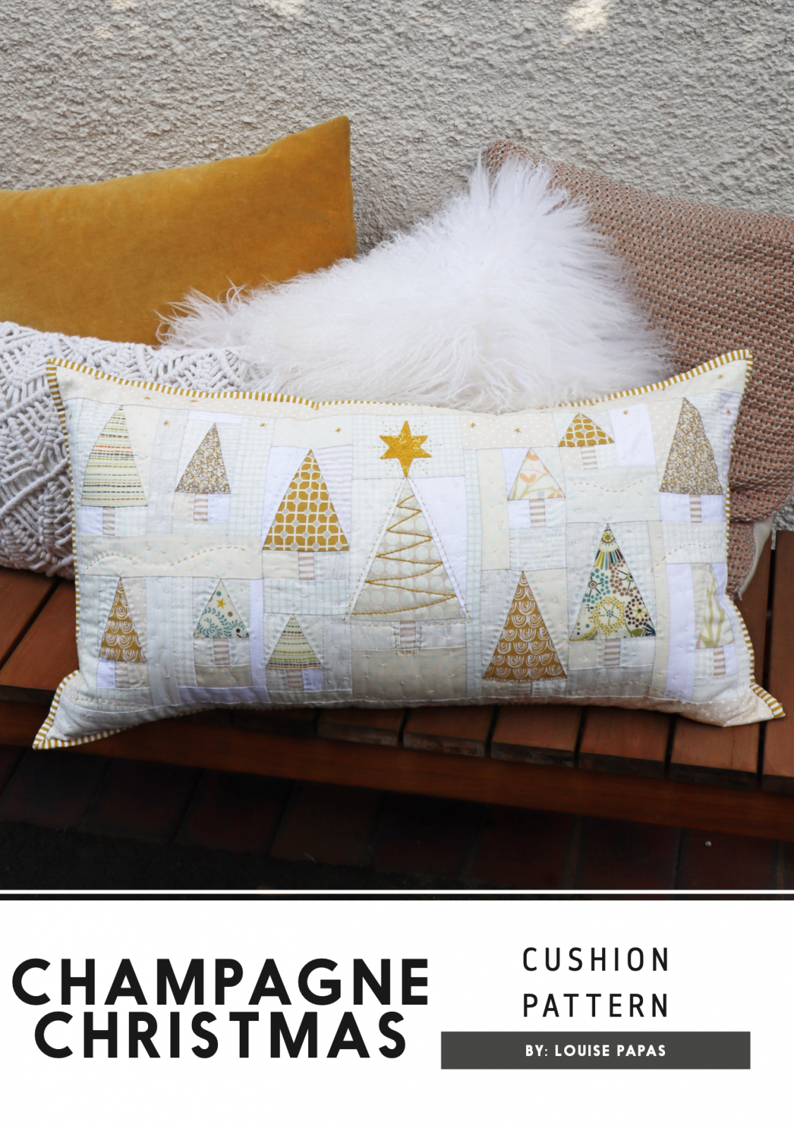 Champagne Christmas Cushion Pattern Louise Papas